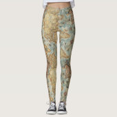  antiek wereldkaart bij nood leggings (Voorkant)