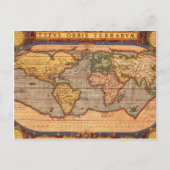 Antiek Wereldkaart Briefkaart (Voorkant)