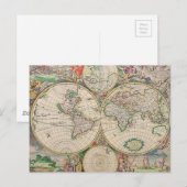 Antiek Wereldkaart Briefkaart (Voorkant / Achterkant)