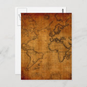 Antiek Wereldkaart Briefkaart (Voorkant / Achterkant)