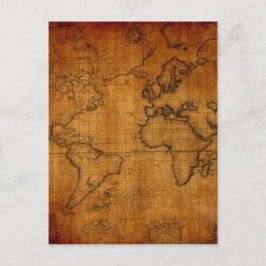 Antiek Wereldkaart Briefkaart