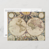 Antiek Wereldkaart, Briefkaart (Voorkant / Achterkant)