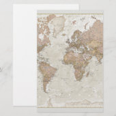 Antiek Wereldkaart Briefpapier (Voorkant / Achterkant)