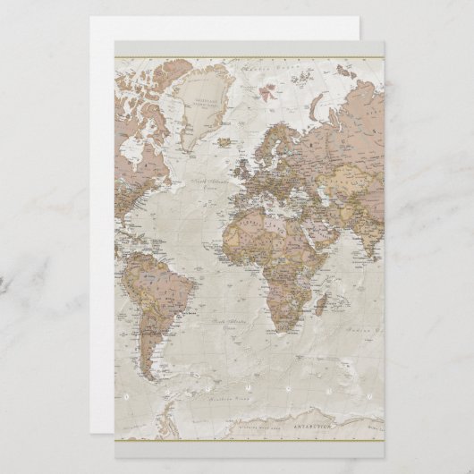 Antiek Wereldkaart Briefpapier (Voorkant / Achterkant)