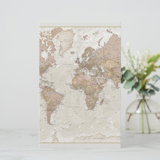 Antiek Wereldkaart Briefpapier (Staand voorkant)