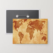 Antiek Wereldkaart Button (Voorkant / Achterkant)