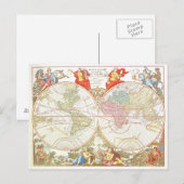 Antiek Wereldkaart c1694 Briefkaart (Voorkant / Achterkant)