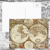 Antiek Wereldkaart, c. 1680. Door Frederick de Wit Briefkaart