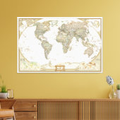 Antiek Wereldkaart canvas wrap print (Insitu (Woonkamer))