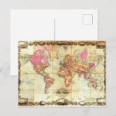 Antiek Wereldkaart  cartografie Briefkaart (Voorkant / Achterkant)