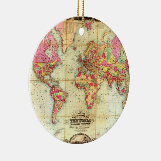 Antiek Wereldkaart  cartografie Keramisch Ornament (Rechts)