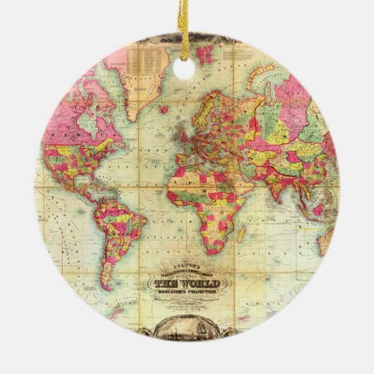 Antiek Wereldkaart  cartografie Keramisch Ornament (Achterkant)