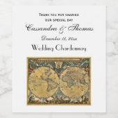 Antiek Wereldkaart DIY BG Wijnlabels Wijn Etiket (Enkel label)