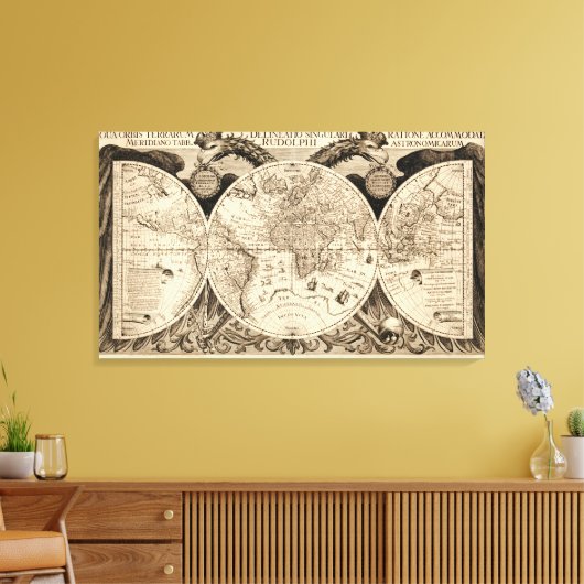 Antiek Wereldkaart door Philipp Eckebrecht - 1630 Canvas Afdruk (Insitu (Woonkamer))