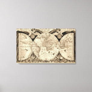 Antiek Wereldkaart door Philipp Eckebrecht - 1630 Canvas Afdruk