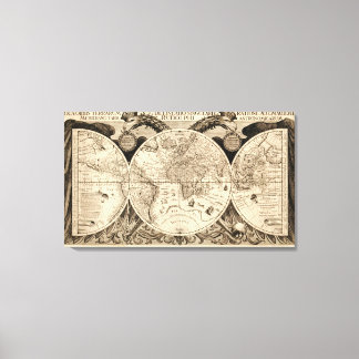 Antiek Wereldkaart door Philipp Eckebrecht - 1630 Canvas Afdruk