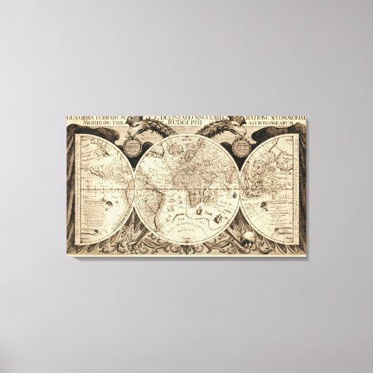 Antiek Wereldkaart door Philipp Eckebrecht - 1630 Canvas Afdruk (Voorkant)