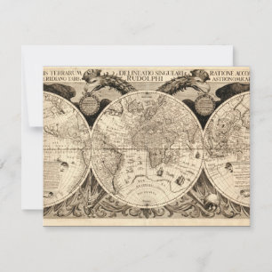 Antiek Wereldkaart door Philipp Eckebrecht - 1630 Kaart