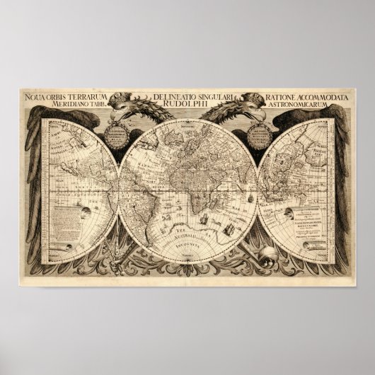Antiek Wereldkaart door Philipp Eckebrecht - 1630 Poster (Voorkant)