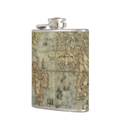 Antiek Wereldkaart elegante kolf Heupfles (Links)