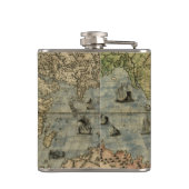 Antiek Wereldkaart elegante kolf Heupfles (Achterkant)