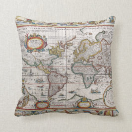 Antiek Wereldkaart gooien kussen
