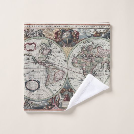 Antiek Wereldkaart handdoekset Bad Handdoek (Wasdoekje)