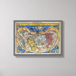 Antiek Wereldkaart Heart Shaped van Peter Apian 15 Canvas Afdruk