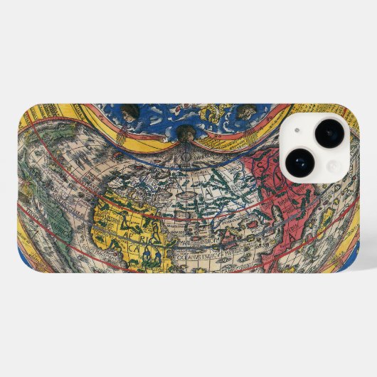 Antiek Wereldkaart Heart Shaped van Peter Apian 15 Case-Mate iPhone Case (Achterkant (horizontaal))