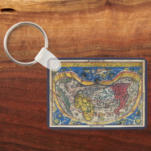 Antiek Wereldkaart Heart Shaped van Peter Apian 15 Sleutelhanger (Achterkant)