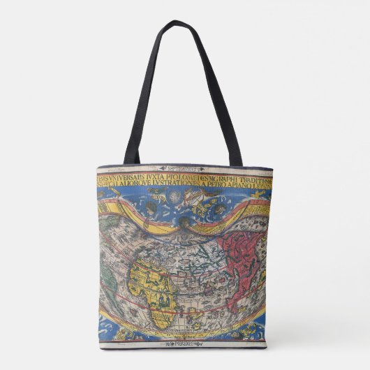 Antiek Wereldkaart Heart Shaped van Peter Apian 15 Tote Bag (Achterkant)