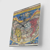 Antiek Wereldkaart Heart Shaped van Peter Apian 15 Vierkante Klok (Hoek)