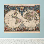 Antiek Wereldkaart: Historische Cartografie Kunst Canvas Afdruk (Insitu (Houten vloer))