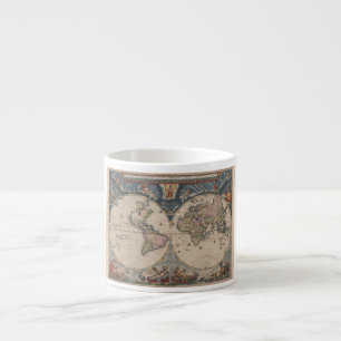 Antiek Wereldkaart: Historische Cartografie Kunst Espresso Kop