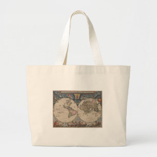 Antiek Wereldkaart: Historische Cartografie Kunst Grote Tote Bag