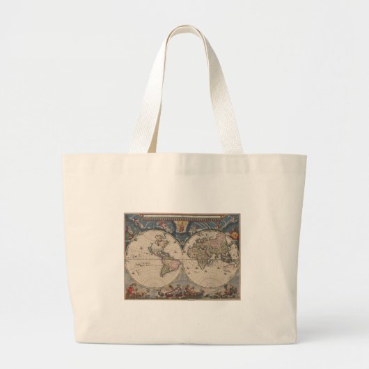 Antiek Wereldkaart: Historische Cartografie Kunst Grote Tote Bag (Voorkant)
