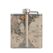 Antiek Wereldkaart: Historische Cartografie Kunst Heupfles (Achterkant)