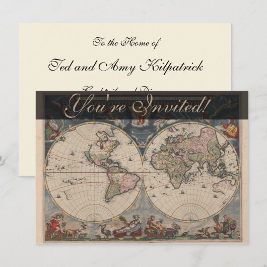 Antiek Wereldkaart: Historische Cartografie Kunst Kaart (Voorkant / Achterkant)