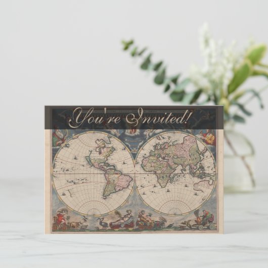 Antiek Wereldkaart: Historische Cartografie Kunst Kaart (Staand voorkant)