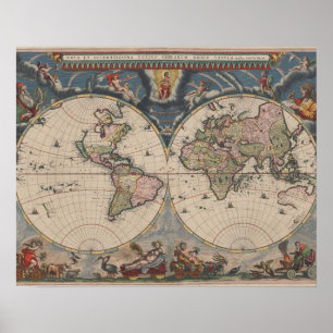 Antiek Wereldkaart: Historische Cartografie Kunst Poster