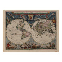 Antiek Wereldkaart: Historische Cartografie Kunst