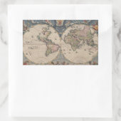 Antiek Wereldkaart: Historische Cartografie Kunst Rechthoekige Sticker (Tas)