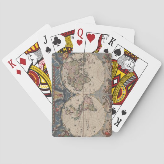 Antiek Wereldkaart: Historische Cartografie Kunst Speelkaarten (Achterkant)
