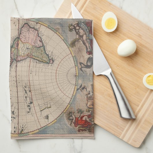 Antiek Wereldkaart: Historische Cartografie Kunst Theedoek (Quarter Fold)