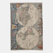 Antiek Wereldkaart: Historische Cartografie Kunst Theedoek (Verticaal)