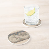 Antiek Wereldkaart: Historische Cartografie Kunst Zandsteen Onderzetter (Zijkant)