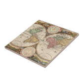 Antiek Wereldkaart in twee halfronden Tegeltje (Zijkant)