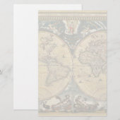 Antiek Wereldkaart J. Blaeu 1664 Briefpapier (Voorkant / Achterkant)