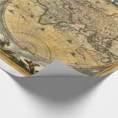 Antiek Wereldkaart J. Blaeu 1664 Cadeaupapier (Hoek)