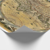 Antiek Wereldkaart J. Blaeu 1664 Cadeaupapier (Hoek)